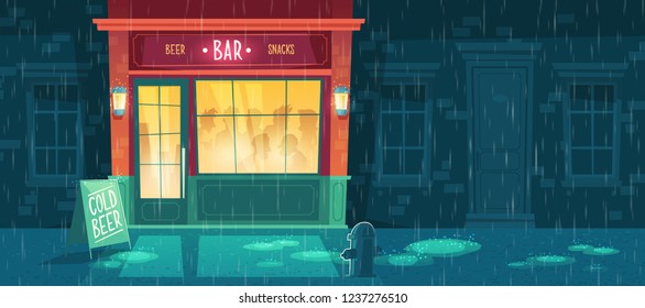  Beer Bar At Night With People