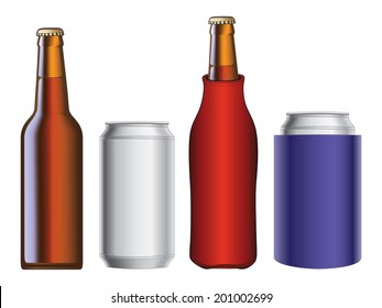 Beer Bottle And Can With And Without Cooler