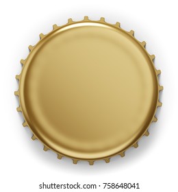 Beer Bottle Cap Isolated On White Background. Top View Of The Metal Lid 3D Rendering.