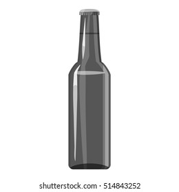 Beer bottle icon. Gray monochrome illustration of beer bottle  icon for web