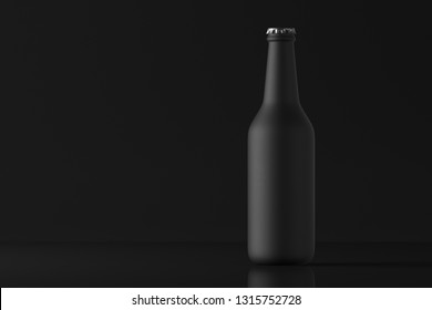 Download Beer Bottle Matte Black On Dark Stock Illustration 1315752728