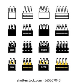 Beer Box Icon Set. 4 And 6 Pack. Raster Version