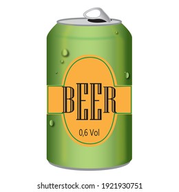 Beer Can Illustration On Withe Background