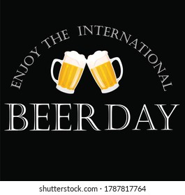 beer day ,cheers concept with beer glasses black background  enjoy the international beer day with beer , algebrian font - Powered by Shutterstock