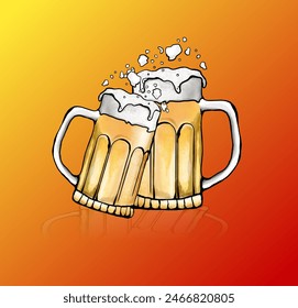 beer day illustration watercolor digital painting - Powered by Shutterstock