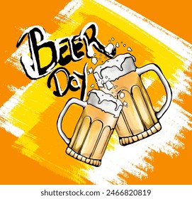 beer day illustration watercolor digital painting - Powered by Shutterstock