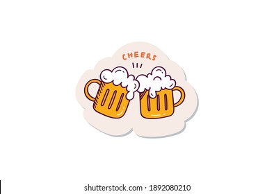 Beer Glass Doodle Sticker Design