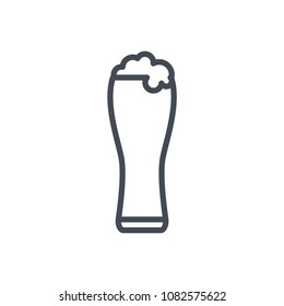 Beer Glass Line Beverage Alcohol Raster Icon Illustration