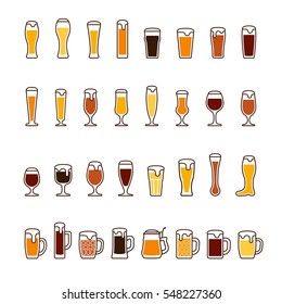 Beer Types Glasses Mugs Names Lager Stock Vector (royalty Free) 1131378521