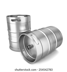 Beer Keg. 3d Illustration Isolated On White Background