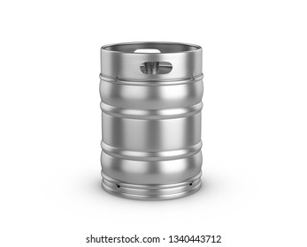 Beer Keg On A White Background. 3d Illustration.