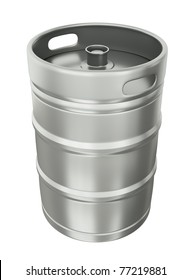 Beer Keg Over White Background. 3D Render.