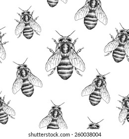 Bees texture. Seamless pattern