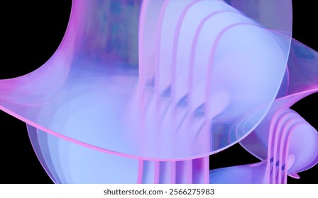 Beguiling 3d render of abstract iridescent glass background made with 3d software