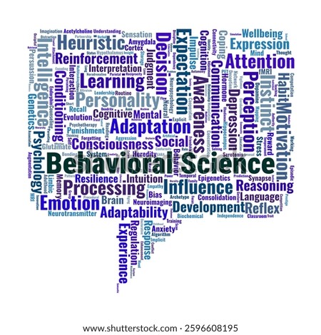 Behavioral Science Word Cloud. A visualization of key topics in psychology, cognition, and decision-making. Ideal for students, researchers, and educators.