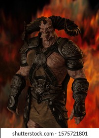 Behemoth Demon Portrait 3D Rendering