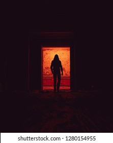 Behind That Doors,Stranger Walking Alone In Haunted House,3d Illustration