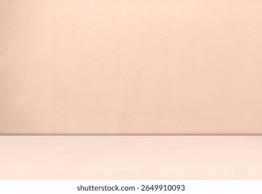 Beige background studio room abstract wall floor blur cement, podium minimal cosmetic presentation, cement empty backdrop platform stage table loft scene mockup table plant texture.