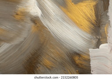 Beige, brown and gold glitter color smear painting brushstroke. Art Abstract copy space empty wall background.