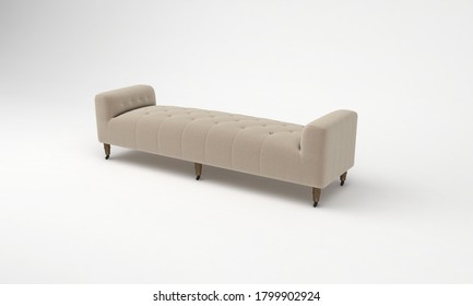 Beige color Daybed side View furniture 3D Rendering
