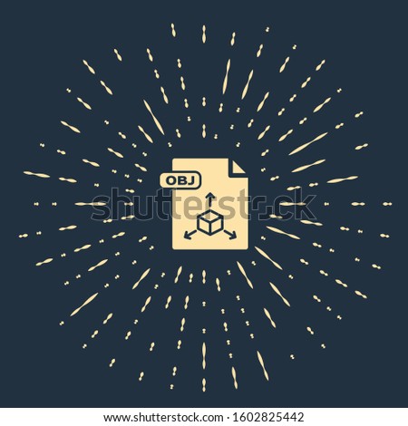 Beige OBJ file document. Download obj button icon isolated on dark blue background. OBJ file symbol. Abstract circle random dots. 