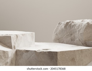 Beige pieces stone wall  Stone slabs for product display background  3d rendering