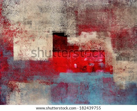 Beige and Red Abstract Art Painting