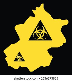 Beijing Province Map Of China With Biohazard Virus Sign