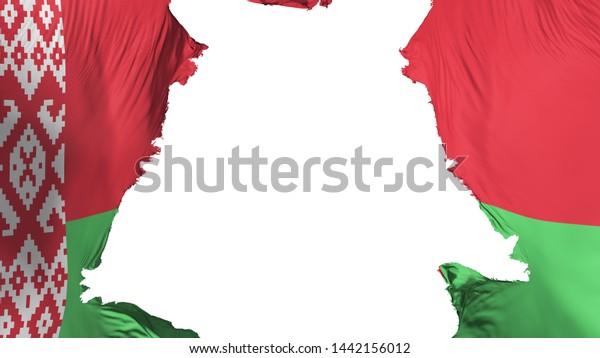 Belarus\
flag ripped apart, white background, 3d\
rendering