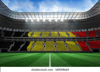 Belgium Flag Against Large Football Stadium