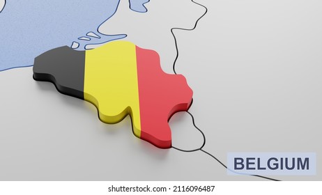Belgium map 3D illustration. 3D rendering image and part of a series. 