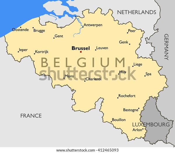 Belgium Map Color Map Belgium Stock Illustration 412465093