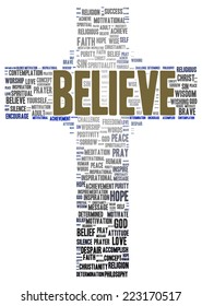 Believe word cloud shape concept