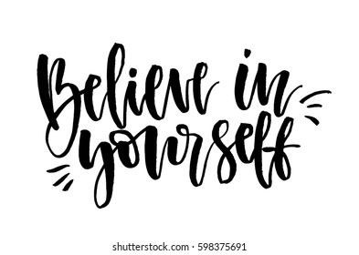 Believe Yourself Handwritten Text Modern Calligraphy Stock Illustration ...