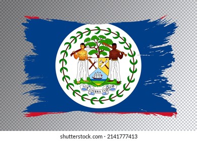 Belize flag brush stroke, national flag on transparent background