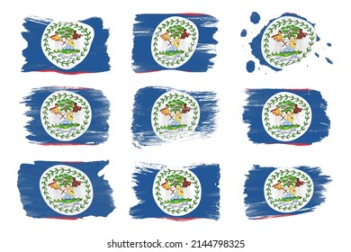 Belize flag brush stroke, national flag on white background