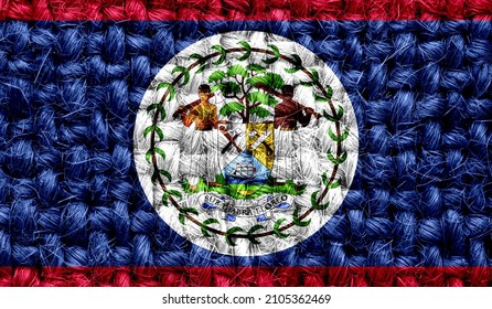 Belize flag on fabric texture. 3D image