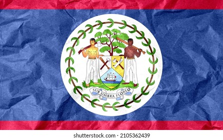 Belize flag of paper texture. 3D image