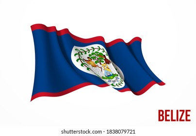 Belize flag state symbol isolated on background national banner. Greeting card National Independence Day of the Republic of Belize.3d Illustration banner with realistic state flag.