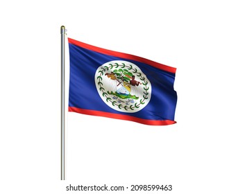 Belize flag waving on isolated background. Close up waving flag. Belize flag waving in the wind. 3D illustration