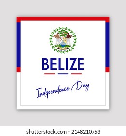 Belize Independence Day Celebration Illustration with Belize Flag and Coat of Arms.