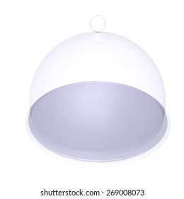 Bell jar empty, isolated over white, 3d render, square image