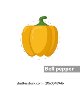 Bell Pepper Isolated Illustration On White Background. Bell Pepper Clipart. Bell Pepper Flat Icon.