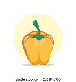 Bell Pepper Isolated Illustration On White Background. Bell Pepper Clipart. Bell Pepper Flat Icon.