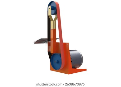 Belt Grinder: DIY Wood and Metalworking! Precision Grinding, Metalwork Close-up. Fine Detail Craftsmanship: Sharp Edges, Polishing, Shaping. Artisan Shop Tool! Metal Shaping, Woodworking Project. - Powered by Shutterstock - Get 15% off with code: PIKWIZARD15