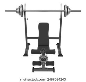 Bench Press Equipment - High-Quality 3D Render Illustration on White Background, Perfect for Workout and Strength Training Concepts in a Gym Environment - Powered by Shutterstock