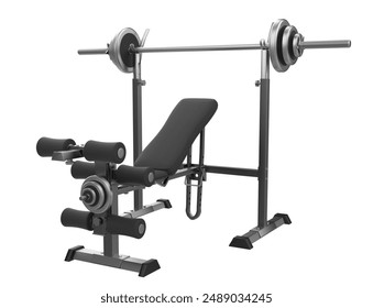 Bench Press Equipment - High-Quality 3D Render Illustration on White Background, Perfect for Workout and Strength Training Concepts in a Gym Environment - Powered by Shutterstock