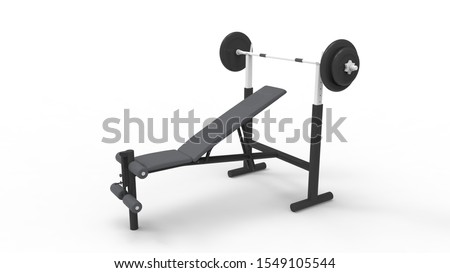 Bench press installation 3d rendering isolated in white background