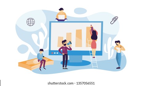 Benchmarking concept. Idea of business development and improvement. Compare quality with other companies for improvement. Isolated flat  illustration