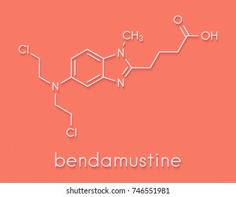 Bendamustine Cancer Chemotherapy Drug Molecule (nitrogen Mustard). Skeletal Formula.